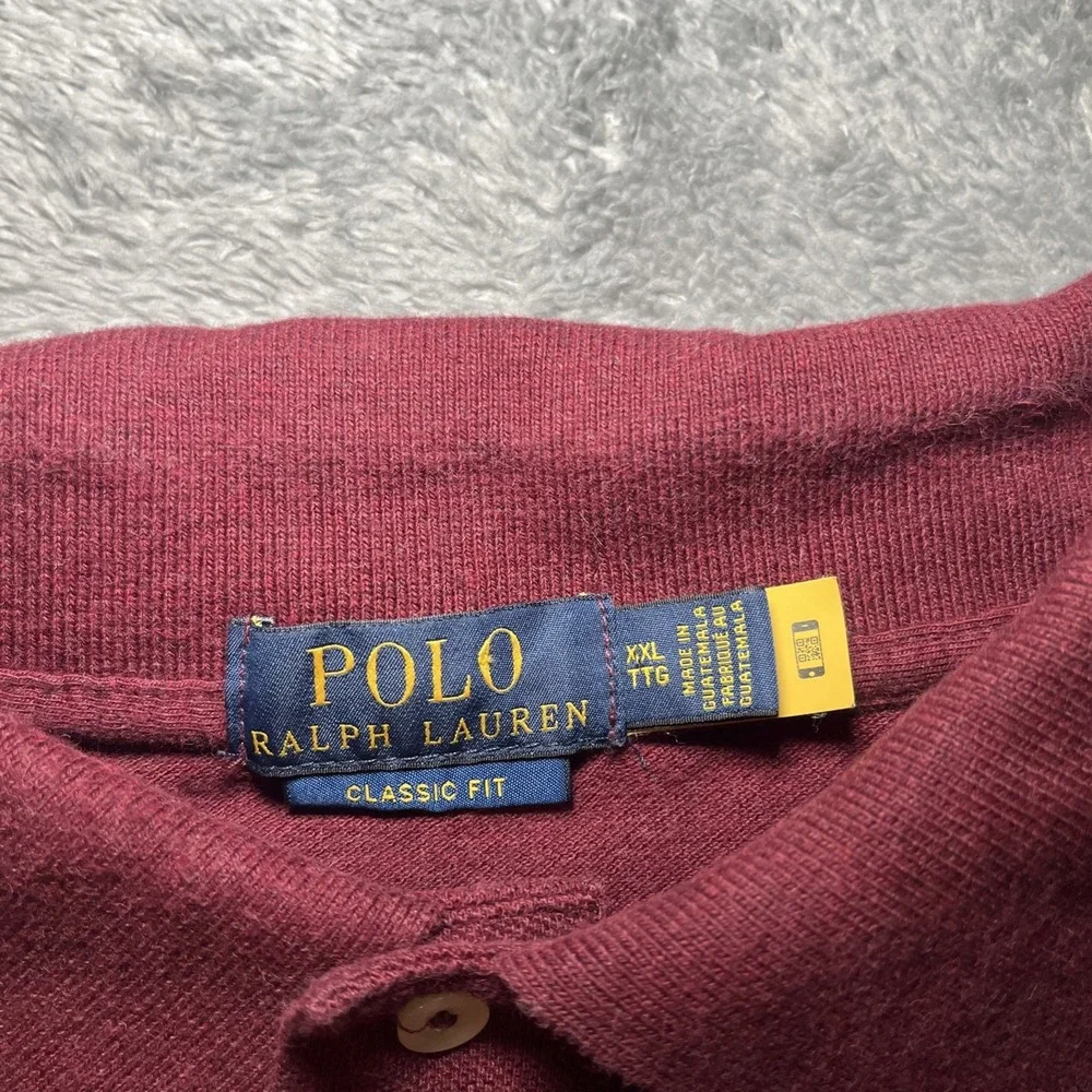 Polo Ralph Lauren Men's Short Sleeve Burgundy Shirt Navy Pony SZ XXL Classic Fit